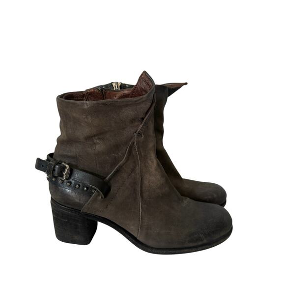 Gray A.S.98 Gray Distressed Heeled Ankle Boots 39 US 8,5 - Picture 3 of 9